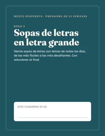 Tapa del bono Sopas de letras en letra grande