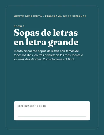 Tapa del bono Sopas de letras en letra grande